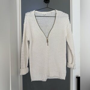 VENUS Cream V-Neck Knit Sweater